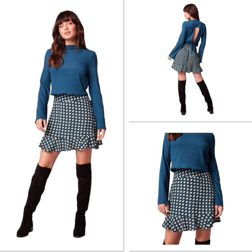 Band Of The Free COLETTE TEAL DIAMOND MINI SKIRT NWT